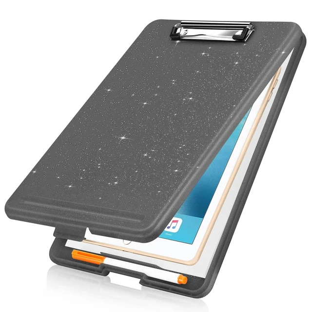 Glitter Clipboard with Storage Plastic Storage Clipboard with Low Profile Clip