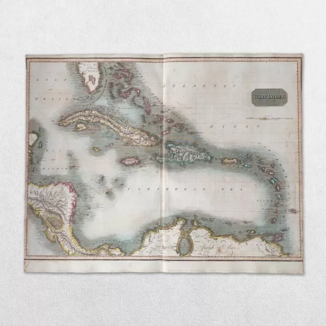 Antique 19Th Century World Atlas Map John Thomson 1814 West Indies Indian Isles