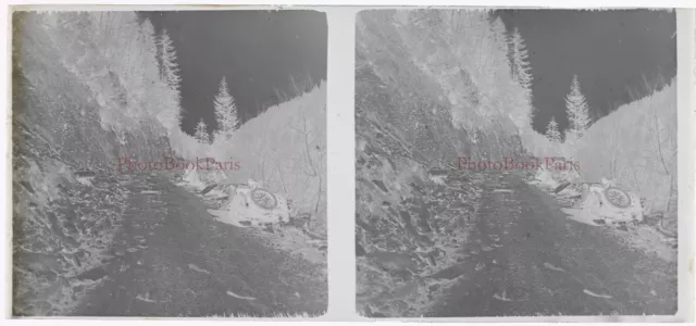 Vintage Mountain Sports Car c1930 Photo NEGATIVE Stereo Glass Plate  2