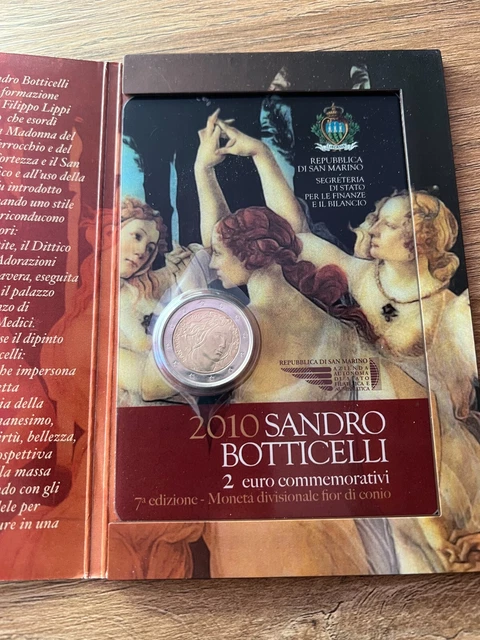 San Marino  2 Euro Gedenkmünze 2010 " Sandro Botticelli " in Coincard
