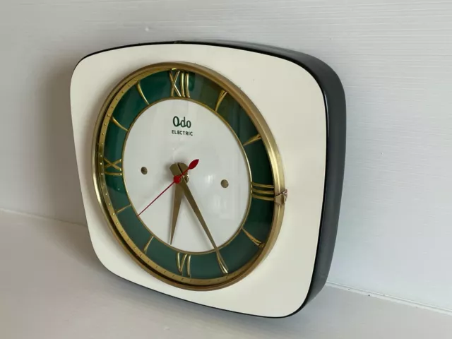 superbe horloge pendule formica ODO BLANCHE  Des Années 50's/ 60's