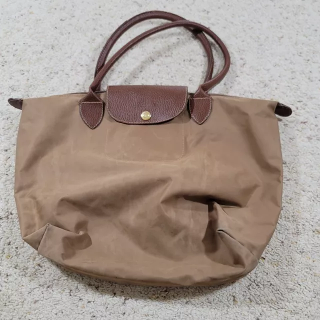 Longchamp Le Pliage Modele Depose “Small” Chocolate Brown Nylon Leather Tote Bag