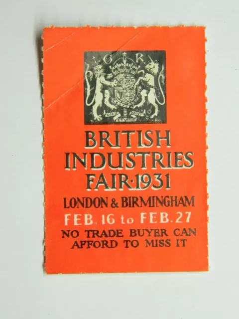 Vignette Cinderella Poster stamp British Industries Fair London Birmingham 1931