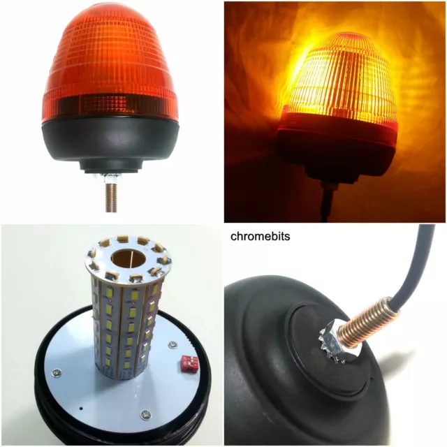 40 LED Rotante Flash Ambra Arancio Allarme Segnale Faro Luce Lampada Camion