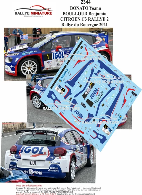 Décalcomanies 1/32 Pour Citroën C3 Rallye Le Touquet 2024 - Pilote Bonato Yoann - Réf. 2705