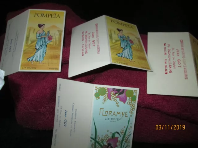 Lot De 4 Anciennes Cartes Parfumées LT PIVER CALENDRIERS 1977, 78,,79 82