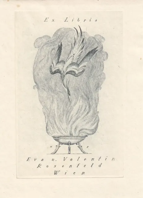 Exlibris Bookplate Radierung Hans Frank 1884-1948 Vogel Schale Rauch