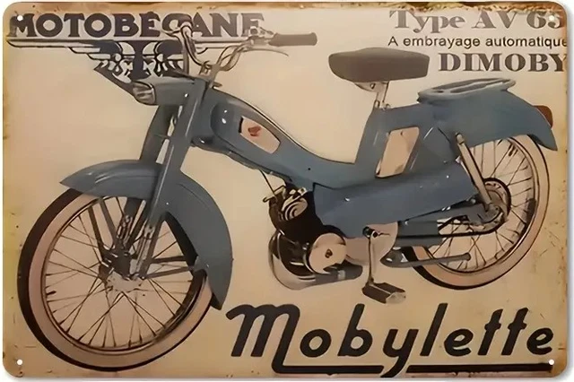 Plaque Murale Métal MOTOBECANE Mobylette Art Déco Vintage