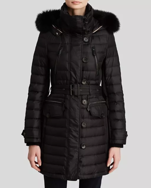 Burberry Brit Pipleigh Down Puffer Coat Jacket with Fur Hood M Brand NEW w Tags