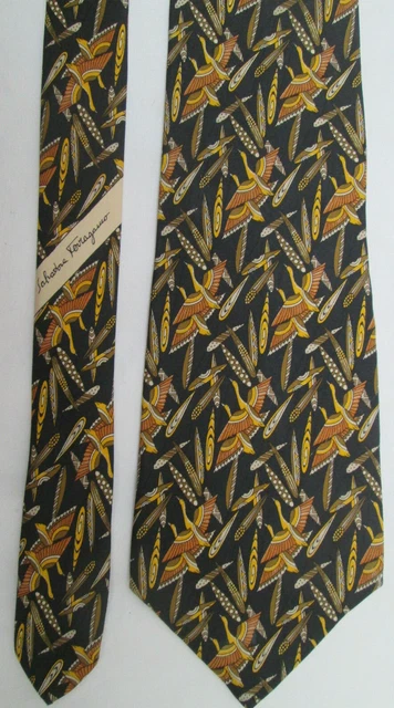Cravate Vintage SEVINI 100% Soie - Noir, Longueur 145 Cm, Largeur 10 Cm - Occasion En Parfait état