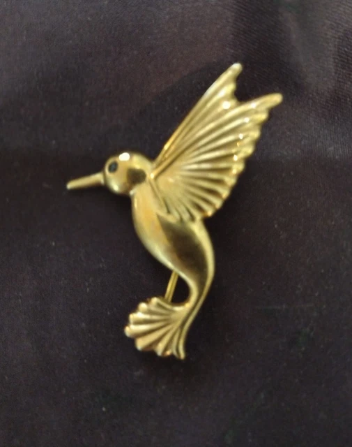 Superbe Broche Art Déco Oiseau De Paradis Plaqué Or, Nacre Et Grenat - Occasion