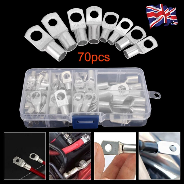 70 COPPER TUBE Terminal Set Battery Welding Cable Lug Ring Crimp
