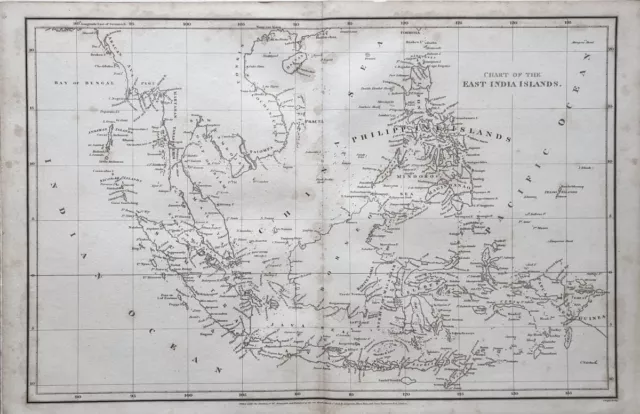 1808 Dated Map Chart Of The East India Islands Philippine Islands Java Sumatra