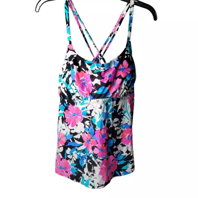 Island Escape Women Palisades Plus Size Tankini Pink Blue Strappy Swimwear 18W