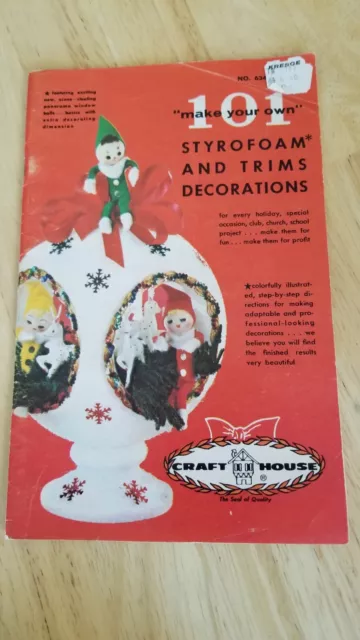 101 Decoraciones de espuma de poliestireno y adornos Libro Artesanal Haz tu Propio 31 páginas 1965