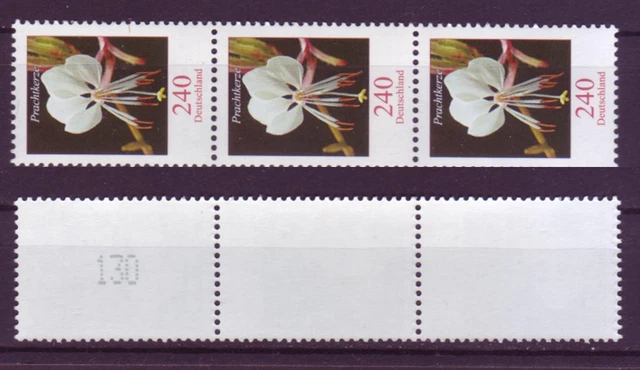 Bund 2969 RM 3er Streifen gerade Nr. Prachtkerze 240 Cent ** mit Streifengummi Y