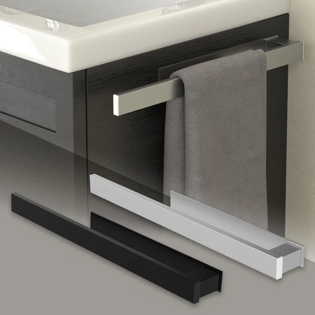 Anneau Porte-serviettes En Noyer Et Aluminium - Support Mural Sans Perçage, 17x14.5x9.5cm - Pour Salle De Bain, Cuisine - 6