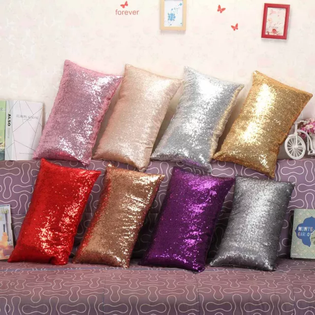 Magic Glitter Sequins Pillow Case Throw Waist Cushion Cover Room Sofa Decor Tc