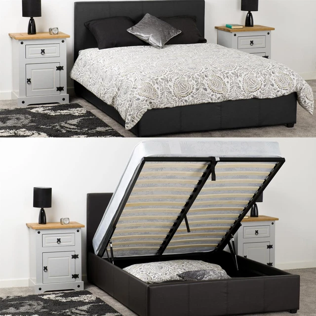 PRADO FAUX LEATHER Ottoman Storage Bed Frame 3Ft Single 4Ft6 Double 5Ft