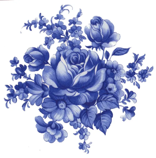 Calcomanías de cerámica buey para tobogán de flor rosa azul talla A