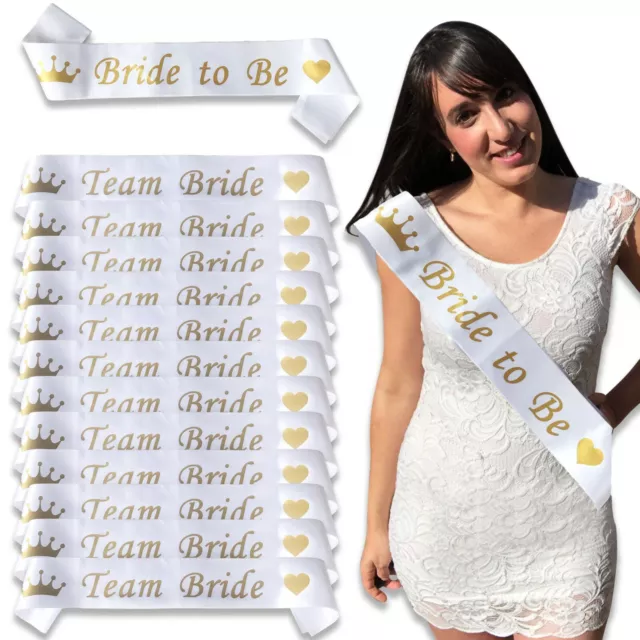 Pack Team Bride Sashes Classy Hen Party Rose Gold Night Do Accessories White