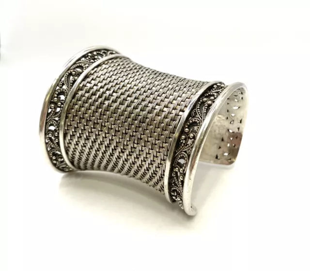 Lois Hill Sterling Silver Scroll & Weave Massive Cuff Bracelet Lois Hill Sterling Silver Scroll & Weave Massive Cuff Bracelet