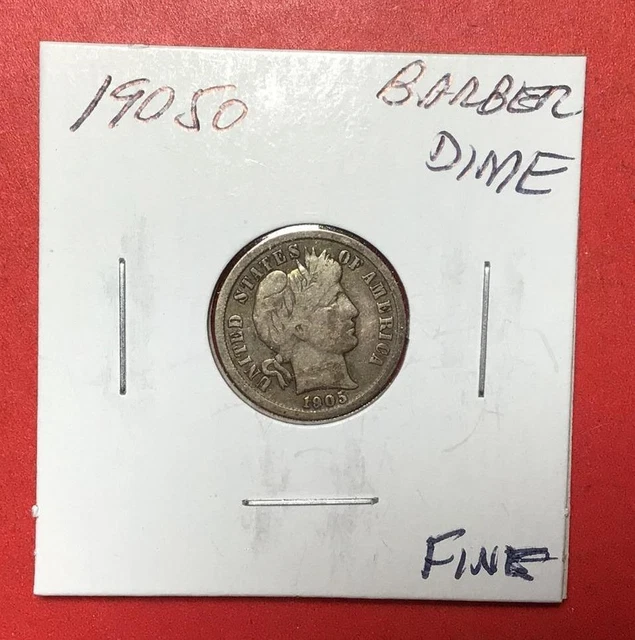 1905O US Barber SILVER Dime! "New Orleans Mint" FINE! Old US Coin!