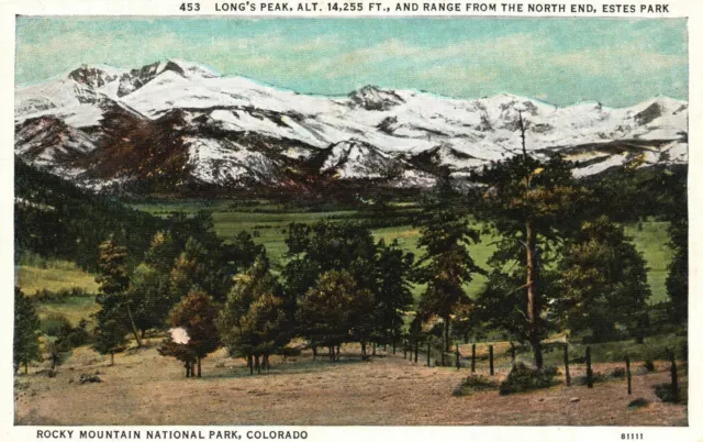 Vintage Postcard Long's Peak Estes Park Rocky Mountain National Park Colorado CO