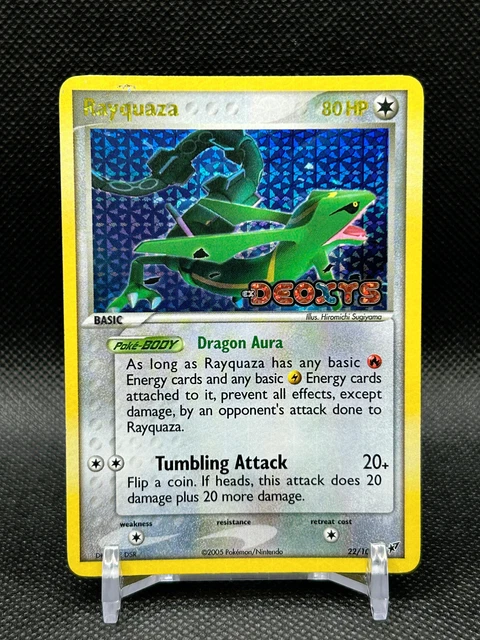 Pokemon Card - Rayquaza - EX Deoxys 22/107 Reverse Holo Rare Stamped 2005
