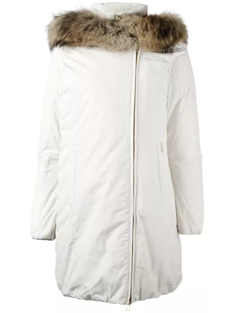 $895 NWT WOOLRICH Women Sz S Eugene Parka Duck Down White Ramar Raccoon Fur Hood