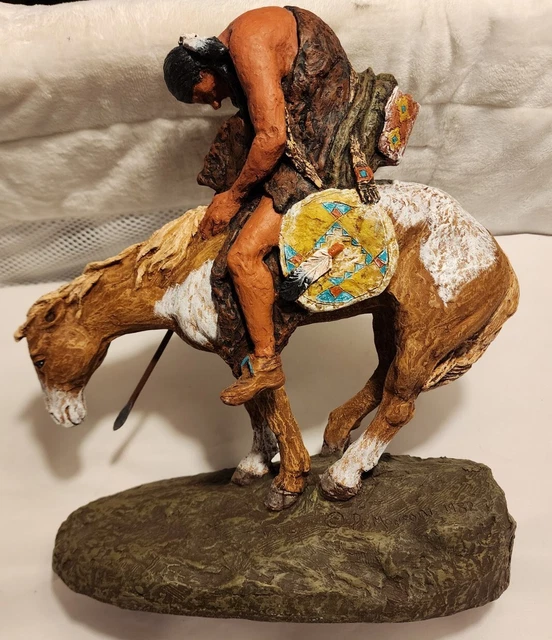 Daniel Monfort Original 1982 "End Of the Trail" Native American 12" Sculpture