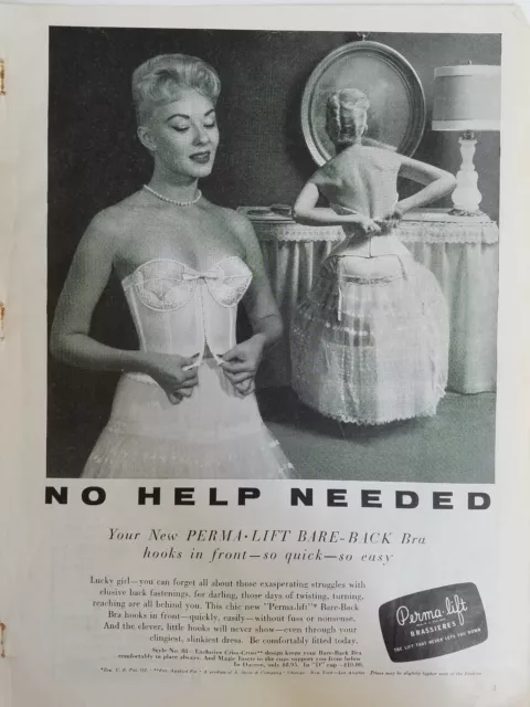 1957 WOMEN'S PERMA lift their back strapless bra slip vintage fashion ad  $5.99 - PicClick