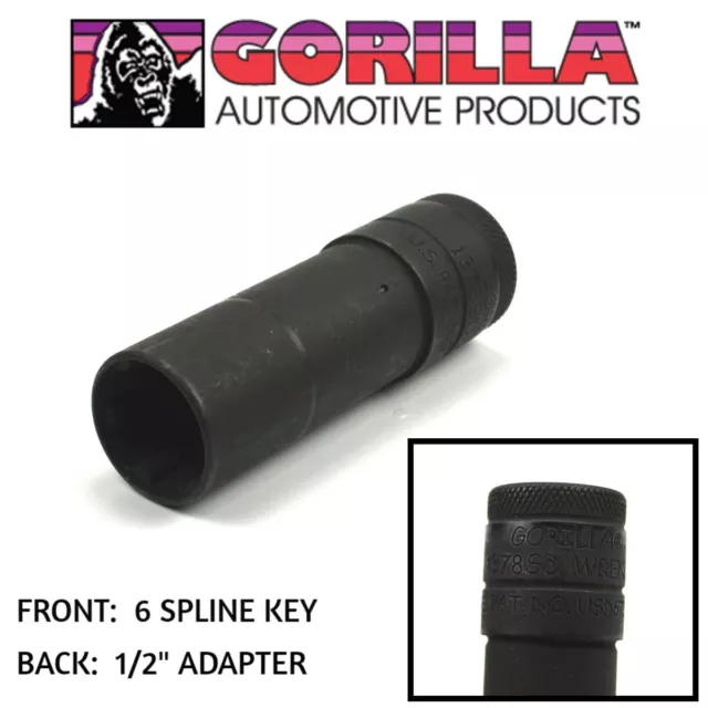 Gorilla 1378SD WRENCH Key Small Diameter 14mm 6 Spline Tuner Wheel Lock Socket
