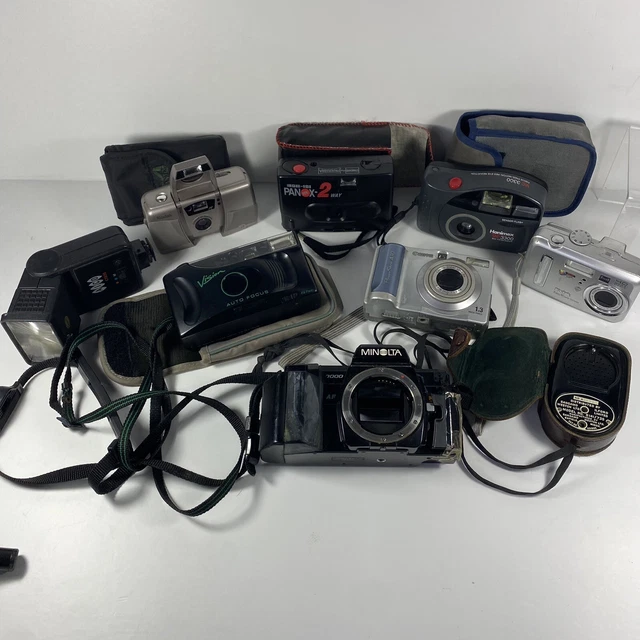 9 x camera job lot Mixed Film And Digital Untested