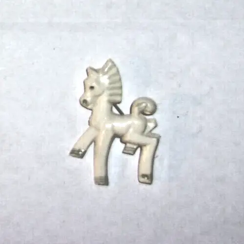Vintage 1940's Celluloid Early Plastic Art Deco Stylized Horse Pin Brooch