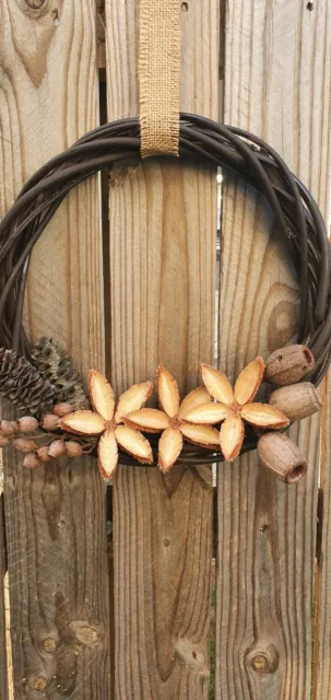 Natural wreath - gumnuts - banksia - star shape crows ash seed pods