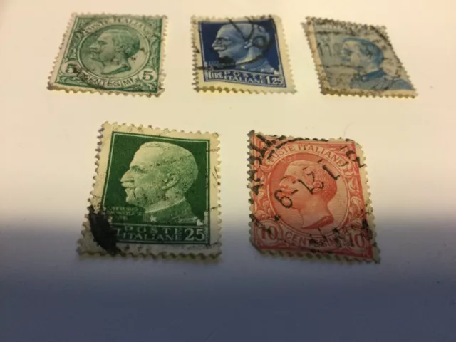 King Victor EmmanueL III Poste Italiane LOT OF 5 INC 5, 10, 25 AND 1.25 CENT