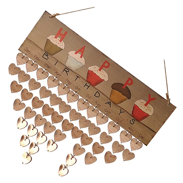 Calendario Compleanni Da Parete In Legno – 50 Targhette 3x3 Cm Per Decorazione E Craft