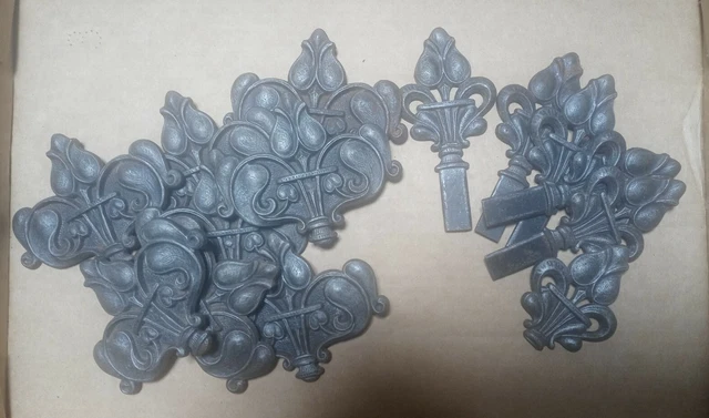 Antique Floral Cast Iron Finials Drapery Architectural Salvage Lot
