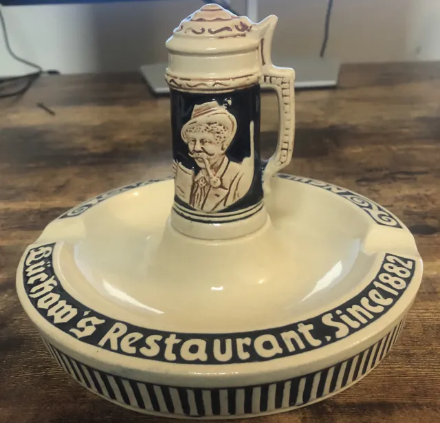Vintage Luchows Restaurant Nyc German Beer Stein Collectible Porcelain Ash Tray