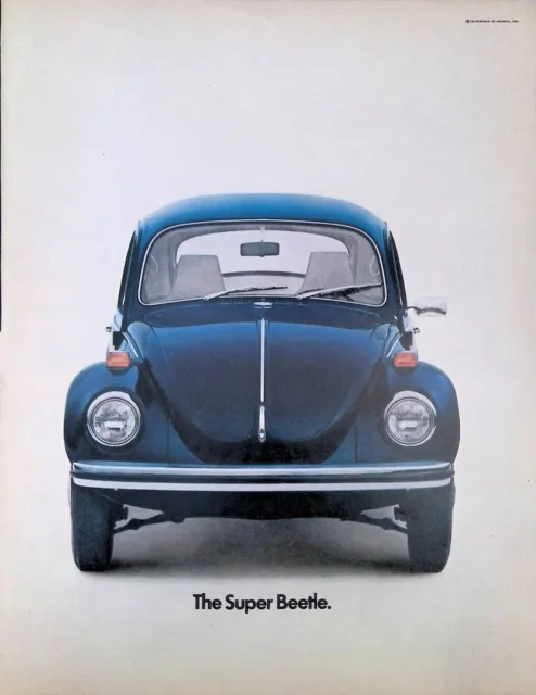 2 Vintage Print Ads 1970 Blue Volkswagen Super Beetle Bug Economy Chart
