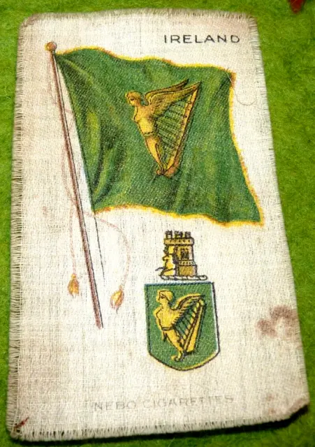 11/22 Nebo cigarettes silk flag Ireland  Publicité soie ancien drapeau Irlande