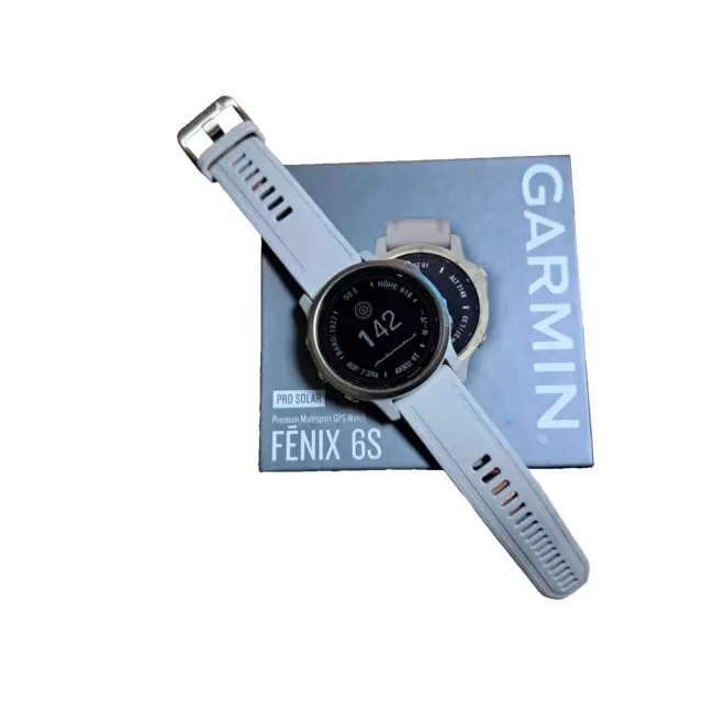 Garmin Fenix 6S Pro Solar Edition GPS Watch - Light Gold with Light Grey Band