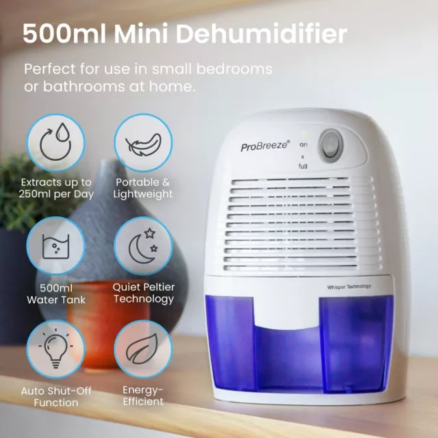 Pro Breeze® 500ml Mini Dehumidifier - Portable for Condensation Moisture Damp 2