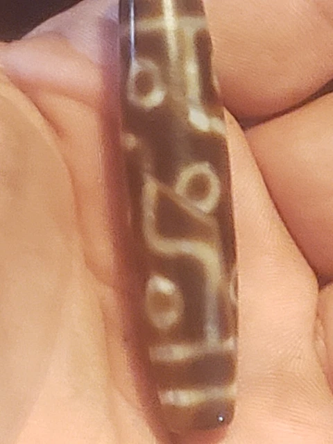 Ancient Tibetan Cinnabar Banded Agate 9 Eye Pattern Motif  Dzi Bead