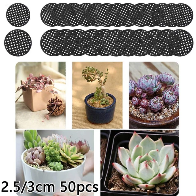 Lot de 60 pot de fleurs mesh pad jardin drainage mesh trou écrans bonsaï pot fond grille tapis