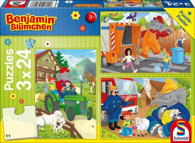 Benjamin Blümchen: In Aktion. 3 x 24 Teile Puzzle