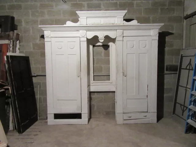 Antique Carved Oak Closet Front~ Built In Armoire~ 112 X 105 ~ Salvage