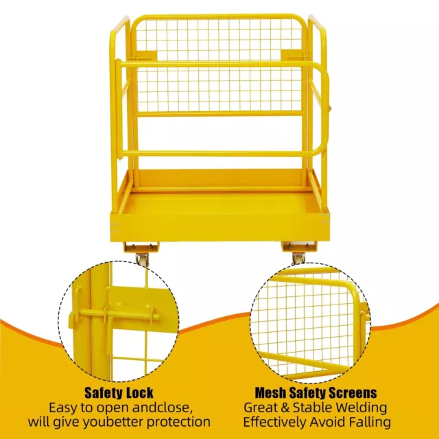 36"x36" Forklift Safety Cage 1200 LBS Capacity Folding Storage Yellow 3