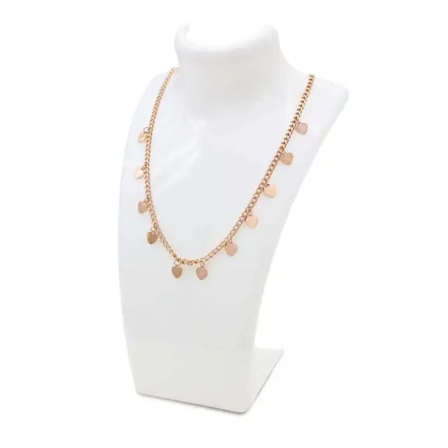 Choker necklace Curb chain with heart shape pendant Rose Gold